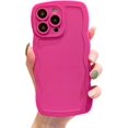 thumbnail image 1 of for iPhone Case,Cute Water Wave Shape Frame Silicone Camera Lens Protection Soft Shockproof Phone Case (Rose Red,iPhone 12), 1 of 5