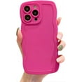 thumbnail image 1 of for iPhone Case,Cute Water Wave Shape Frame Silicone Camera Lens Protection Soft Shockproof Phone Case (Rose Red,iPhone 13 Pro Max), 1 of 5