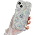 thumbnail image 1 of for iPhone Case,Cute Wave Shape Frame Rhombus Bubble Glitter Clear Soft Shockproof Phone Case (iPhone 15 Plus,Love), 1 of 6