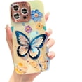 thumbnail image 1 of for iPhone Case,Luxury Blu-ray Glitter Butterfly ElectroPlated Camera Lens Protection Shockproof Phone Case (Rose Gold,iPhone 12), 1 of 6