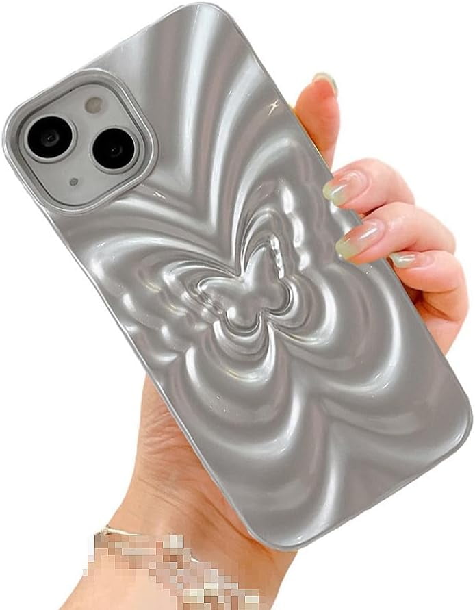 for iPhone Case,Luxury Butterfly Shape Water Ripple Pattern Camera Lens