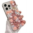 thumbnail image 1 of for iPhone Case,Luxury Crystal Diamend Rhinestone Glitter Sparkle Sparkly 3D Floral Flower Shockproof Phone Case (Pink,iPhone 14 Pro), 1 of 6