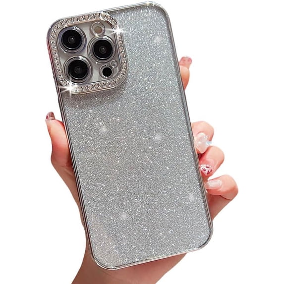 for iPhone Case,Luxury Crystal Diamend Rhinestone Sparkle Sparkly Bling Soft Shockproof Phone Case (Silver,iPhone 11 Pro Max)
