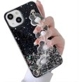 thumbnail image 1 of for iPhone Case,Luxury Crystal Glitter Sparkle Sparkly with Floral Hand Bracelet Soft Shockproof Phone Case (Black,iPhone 15), 1 of 6