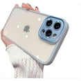 thumbnail image 1 of for iPhone Case,Luxury Crystal Metal Glitter Sparkle Sparkly Camera Lens Protection Soft Shockproof Phone Case (Blue,iPhone 14), 1 of 5