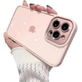 thumbnail image 1 of for iPhone Case,Luxury Crystal Metal Glitter Sparkle Sparkly Camera Lens Protection Soft Shockproof Phone Case (Rose Gold,iPhone 13 Pro Max), 1 of 6