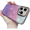 thumbnail image 1 of for iPhone Case,Luxury Crystal Sparkle Sparkly Gradient Camera Lens Protection Soft Shockproof Phone Case (Purple,iPhone 13), 1 of 5