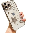 thumbnail image 1 of for iPhone Case,Luxury ElectroPlated Frame Glitter Sparkle Sparkly Star Pattern Camera Lens Protection Soft Shockproof Phone Case (Gold,iPhone 12), 1 of 6