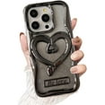 thumbnail image 1 of for iPhone Case,Luxury ElectroPlated Frame Hollow Love Heart Kickstand Shockproof Phone Case (Black,iPhone 12 Pro), 1 of 6