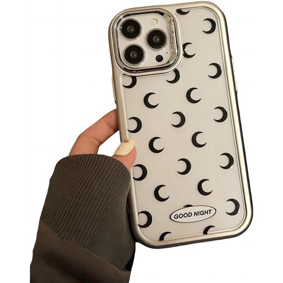 for iPhone Case,Luxury ElectroPlated Frame Star Moon Pattern Clear Soft Shockproof Phone Case (Moon,iPhone 12 Pro Max)