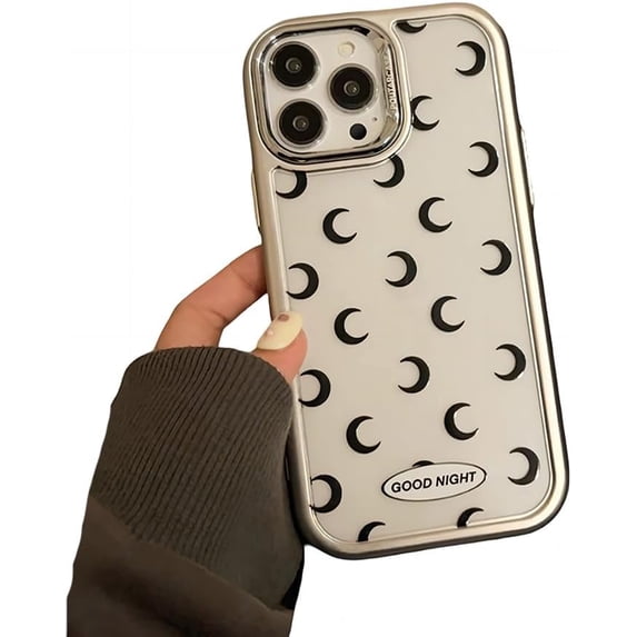 for iPhone Case,Luxury ElectroPlated Frame Star Moon Pattern Clear Soft Shockproof Phone Case (Moon,iPhone 12 Pro)