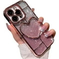 thumbnail image 1 of for iPhone Case,Luxury ElectroPlated Glitter Love Heart Gradient Silicone Camera Lens Protection Soft Shockproof Phone Case (Rose Gold,iPhone 11), 1 of 6