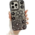 thumbnail image 1 of for iPhone Case,Luxury ElectroPlated Glitter Sparkle Sparkly Bling Hollow Flower Soft Shockproof Phone Case (Black,iPhone 13 Pro), 1 of 6