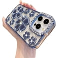 thumbnail image 1 of for iPhone Case,Luxury ElectroPlated Glitter Sparkle Sparkly Bling Rhinostone Flower Pattern Soft Shockproof Phone Case (Blue,iPhone 13 Pro Max), 1 of 6