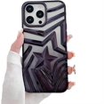 thumbnail image 1 of for iPhone Case,Luxury ElectroPlated Gradient Hollow Star Camera Lens Protection Shockproof Phone Case (Black,iPhone 12), 1 of 6