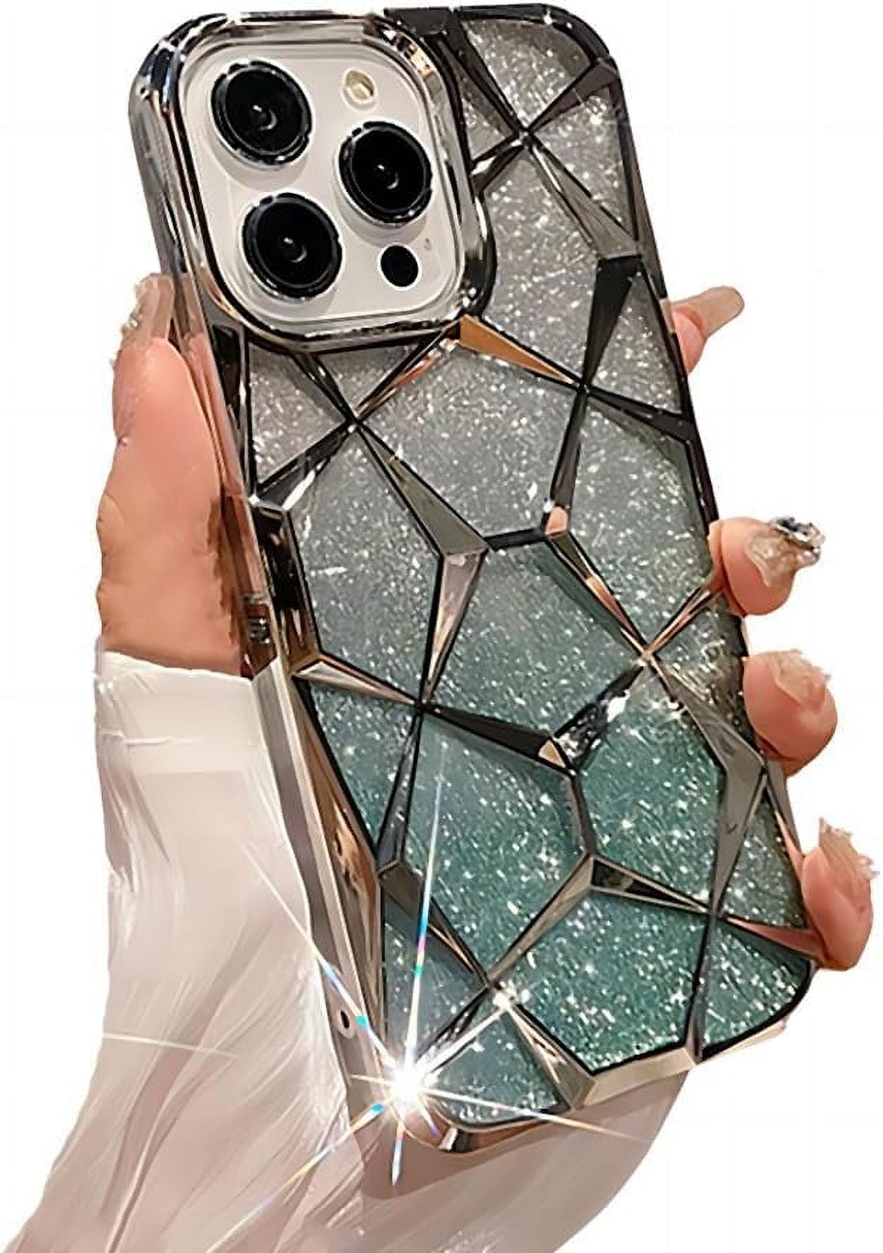 for iPhone Case,Luxury ElectroPlated Rhombus Bumper Clear Camera Lens