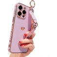 thumbnail image 1 of for iPhone Case,Luxury ElectroPlated Side Print Love Heart Pattern with Hand Bracelet Camera Lens Protection Shockproof Phone Case (Purple,iPhone 12), 1 of 6