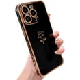thumbnail image 1 of for iPhone Case,Luxury ElectroPlated Side Print Rose Pattern Camera Lens Protection Shockproof Phone Case (Black,iPhone 14 Pro Max), 1 of 6