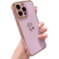 thumbnail image 1 of for iPhone Case,Luxury ElectroPlated Side Print Rose Pattern Camera Lens Protection Shockproof Phone Case (Purple,iPhone 15 Plus), 1 of 6
