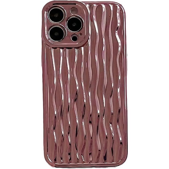 for iPhone Case,Luxury ElectroPlated Water Ripple Pattern Bumper Camera Lens Protection Soft Shockproof Phone Case (Rose Gold,iPhone 14 Plus)