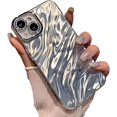 thumbnail image 1 of for iPhone Case,Luxury ElectroPlated Water Ripple Pattern Bumper Diamend Glitter Camera Lens Protection Soft Shockproof Phone Case (Silver,iPhone 15), 1 of 6