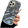thumbnail image 1 of for iPhone Case,Luxury ElectroPlated Water Wave Ripple Camera Lens Protection Shockproof Phone Case (Blue,iPhone 14 Pro Max), 1 of 6