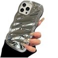 thumbnail image 1 of for iPhone Case,Luxury ElectroPlated Water Wave Ripple Camera Lens Protection Shockproof Phone Case (Silver,iPhone 13), 1 of 6