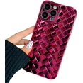 thumbnail image 1 of for iPhone Case,Luxury ElectroPlated Weave Flash Soft TPU Silicone Camera Lens Protection Soft Shockproof Phone Case (Red,iPhone 15 Plus), 1 of 6