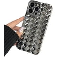 thumbnail image 1 of for iPhone Case,Luxury ElectroPlated Weave Flash Soft TPU Silicone Camera Lens Protection Soft Shockproof Phone Case (Silver,iPhone 15 Pro Max), 1 of 6