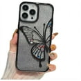thumbnail image 1 of for iPhone Case,Luxury Glitter Sparkle Sparkly Bling ElectroPlated Butterfly Pattern Soft Shockproof Phone Case (Black,iPhone 13), 1 of 6