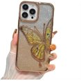 thumbnail image 1 of for iPhone Case,Luxury Glitter Sparkle Sparkly Bling ElectroPlated Butterfly Pattern Soft Shockproof Phone Case (Gold,iPhone 15 Pro), 1 of 6