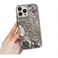 thumbnail image 1 of for iPhone Case,Luxury Glitter Sparkle Sparkly Bling ElectroPlated Butterfly Pattern Soft Shockproof Phone Case (Silver,iPhone 15 Pro Max), 1 of 6