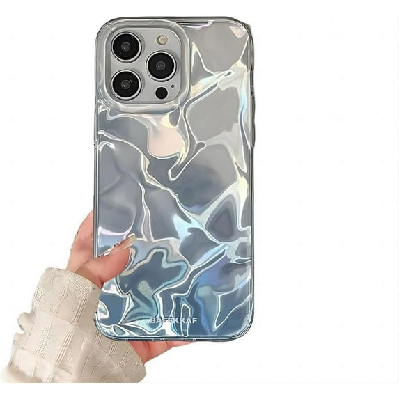 for iPhone Case,Luxury Gradient Laser Water Ripple Bling Crystal Sparkling Shockproof Phone Case (Blue,iPhone 13 Pro Max)