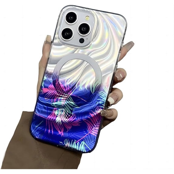 for iPhone Case,Luxury Laser Water Ripple Flower Pattern Shockproof Phone Case (Blue,iPhone 12 Pro)