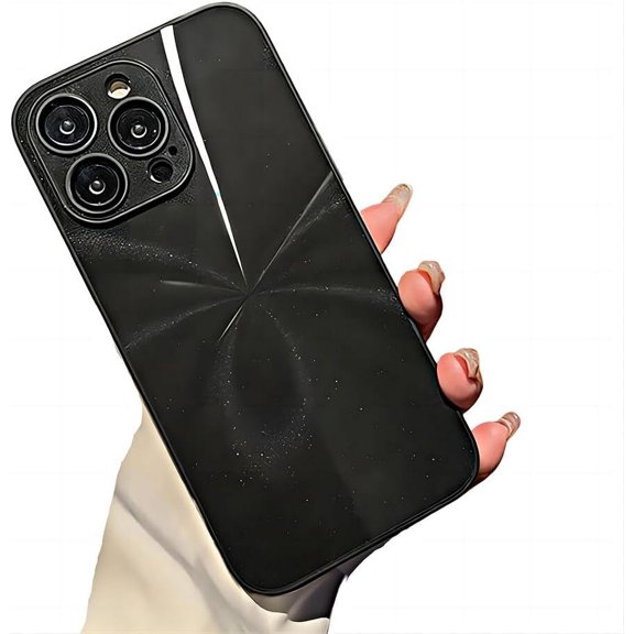 for iPhone Case,Luxury Metallic Gloss Aurora Ombre Design Slim Silicone Camera Lens Protection Soft Shockproof Phone Case (Black,iPhone 13 Pro)