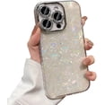 thumbnail image 1 of for iPhone Case,Luxury Pearl Pattern Sparkle Sparkly Blu-ray Love Heart Silicone Camera Lens Protection Soft Shockproof Phone Case (White,iPhone 15), 1 of 4