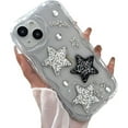 thumbnail image 1 of for iPhone Case,Luxury Sparkle Sparkly Star Bumper Camera Lens Protection Soft Shockproof Phone Case (Silver,iPhone 15 Pro Max), 1 of 5