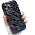 thumbnail image 1 of for iPhone Case,Luxury Water Ripple Pattern Curly Wave Frame Electroplate Bumper Camera Lens Protection Soft Shockproof Phone Case (Black,iPhone 14), 1 of 6