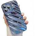 thumbnail image 1 of for iPhone Case,Luxury Water Ripple Pattern Curly Wave Frame Electroplate Bumper Camera Lens Protection Soft Shockproof Phone Case (Blue,iPhone 11), 1 of 6