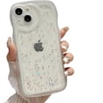 thumbnail image 1 of for iPhone Case,Luxury Water Wave Shape Frame Glitter Sparkle Sparkly Star Camera Lens Protection Soft Shockproof Phone Case (White,iPhone 15 Plus), 1 of 6