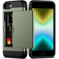 thumbnail image 1 of for iPhone SE Case with Card Holder Heavy Duty Protective Dual Layer Shockproof Hidden Card Slot Slim Wallet Case for Women and Man-Green, 1 of 11