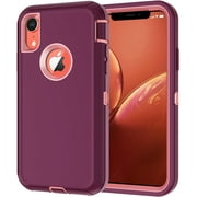 Petocase for iPhone XR Case,Shockproof Dust/Drop Proof 3-Layer Protection [Without Screen Protector] Rugged Heavy Duty Durable Cover Case,Purple Pink