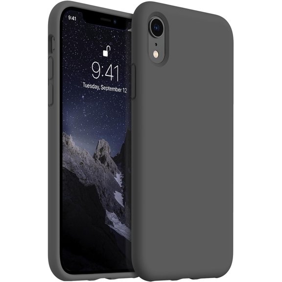 for iPhone XR Case, [Shockproof Silicone Series] Ultra Slim Protective Phone Case with [Soft Anti-Scratch Microfiber Lining], 6.1 inch, Space Gray