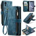 thumbnail image 1 of for iPhone XR Case, Wallet Case with Card Holder Kickstand Magnetic Zipper Pocket Lanyard Strap Wristlet,Leather Flip Case Wallet for iPhone XR, Blue, 1 of 10