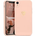 thumbnail image 1 of for iPhone XR Case for Girls Women Silky Soft Protective Shockproof Silicone Phone Case with Cute Gold Heart Pattern Design Pink Cover, 1 of 13