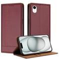 thumbnail image 1 of for iPhone XR Slim Case with Card Holder, Premium PU Leather Wallet Case with Flip Card Slots Kickstand & Magnetic Closure for iPhone XR, Winered, 1 of 6