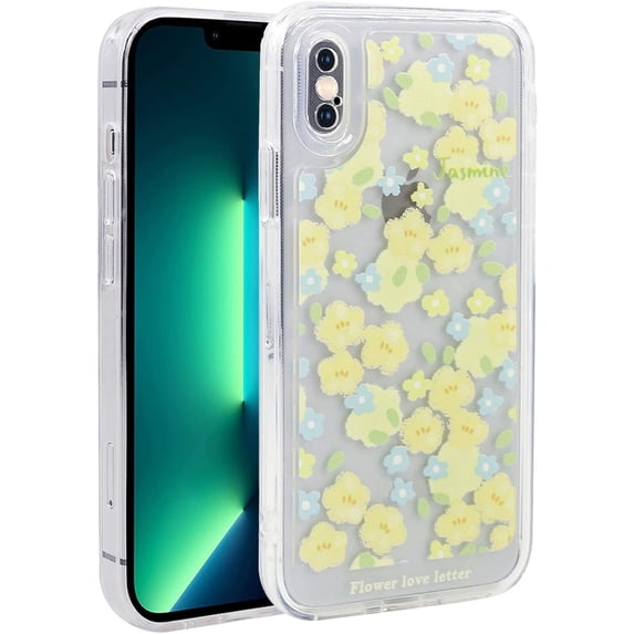 for iPhone Xs Max Case Clear Phone Case for iPhone Xs Max (6.5 inch) with Slim Cover & Military Grade Protection Shockproof Bumper, Yellow Flower