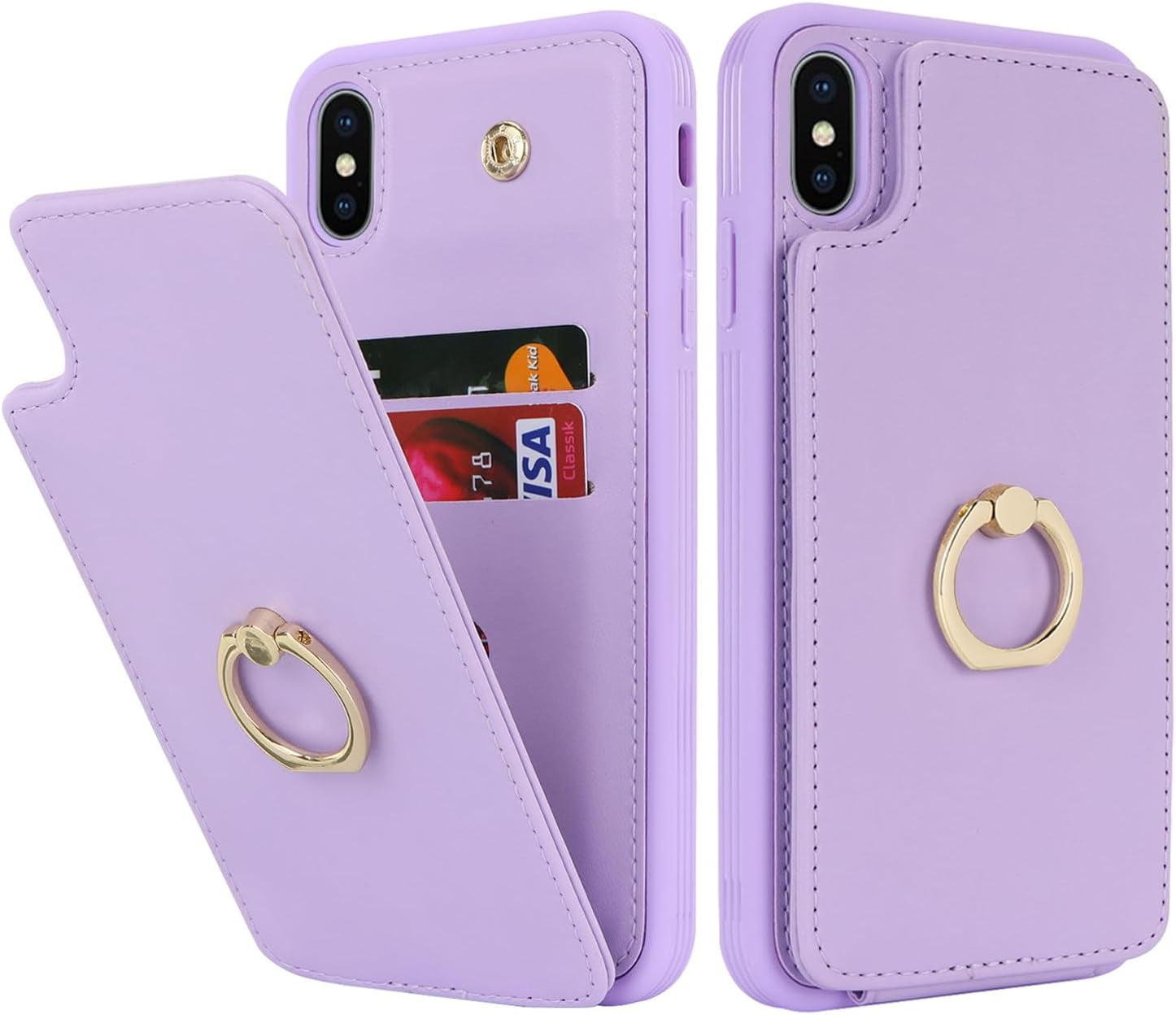 for iPhone Xs Max Case with Card Holder,Credit Card Holder,Ring Stand
