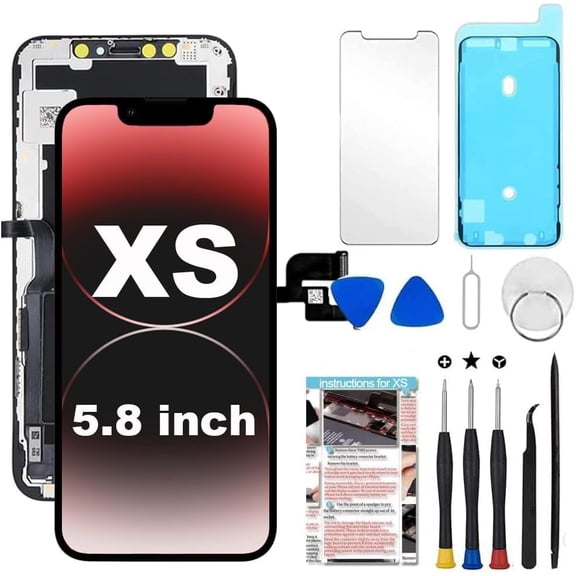 for iPhone Xs Screen Replacement 5.8 Inch, 3D Touch LCD Display Digitizer Assembly with Repair Tools - Model A2097, A1920, A2100, A2098(Black)