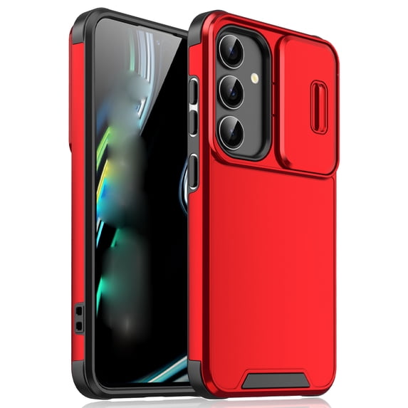 forSamsung Galaxy A32 5G 2-in-1 Phone Case, with Sliding Camera Lens Cover Military Grade Non-Slip Anti-fall Shockproof Heavy Duty Non-slip Protective Phone Case Cover,Red